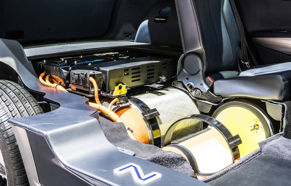 Un réservoir d'automobile destiné à recueillir de l'hydrogène issu des énergies renouvelables. 