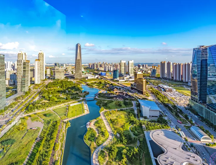 Songdo, en Corée du Sud, la première smart city écologique. 